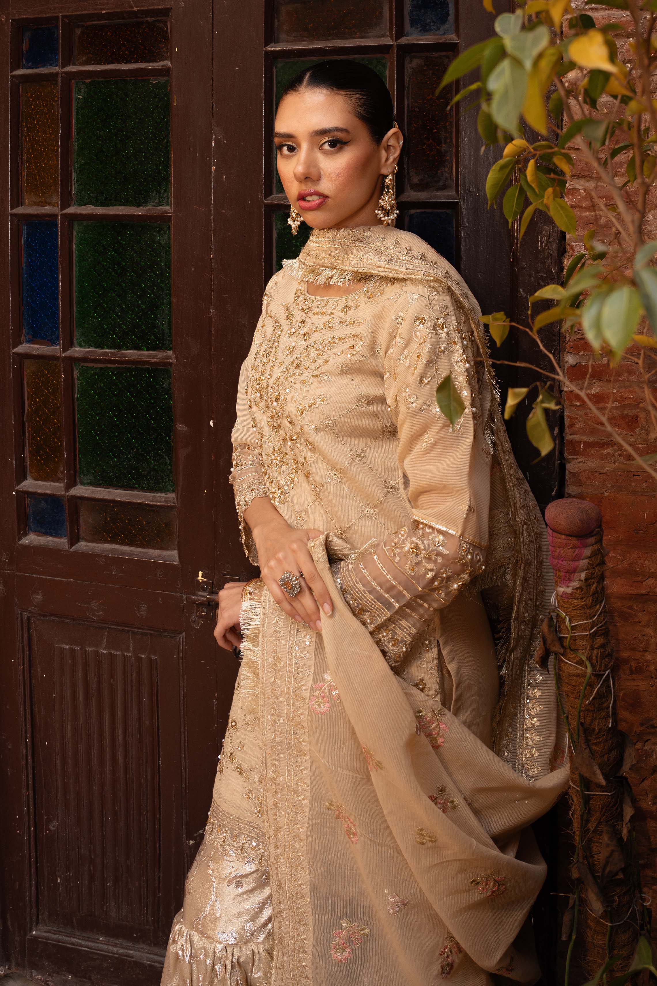 Motif Tilla and Sequence Embroidered Suit-309 - Image 3