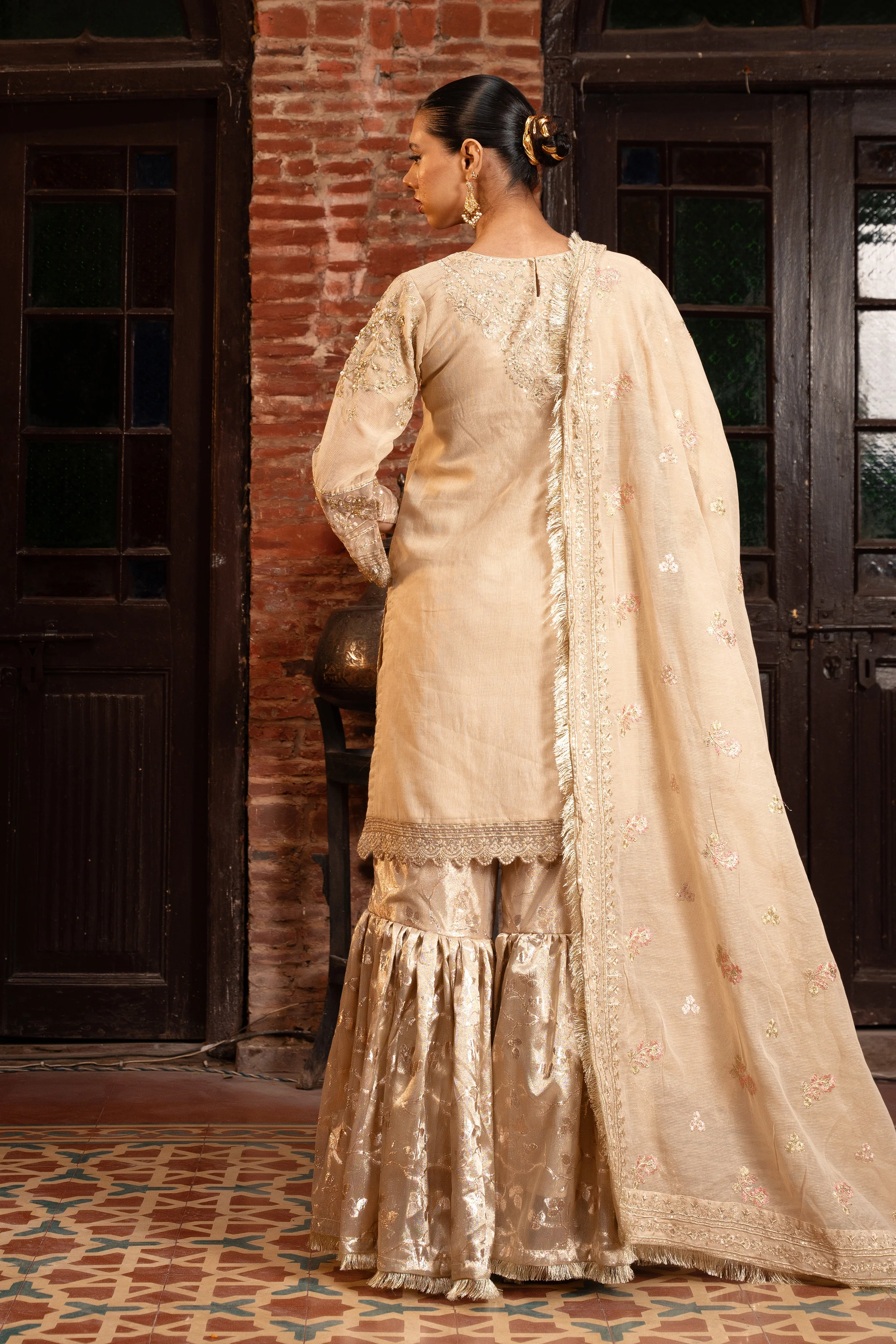 Motif Tilla and Sequence Embroidered Suit-309 - Image 4