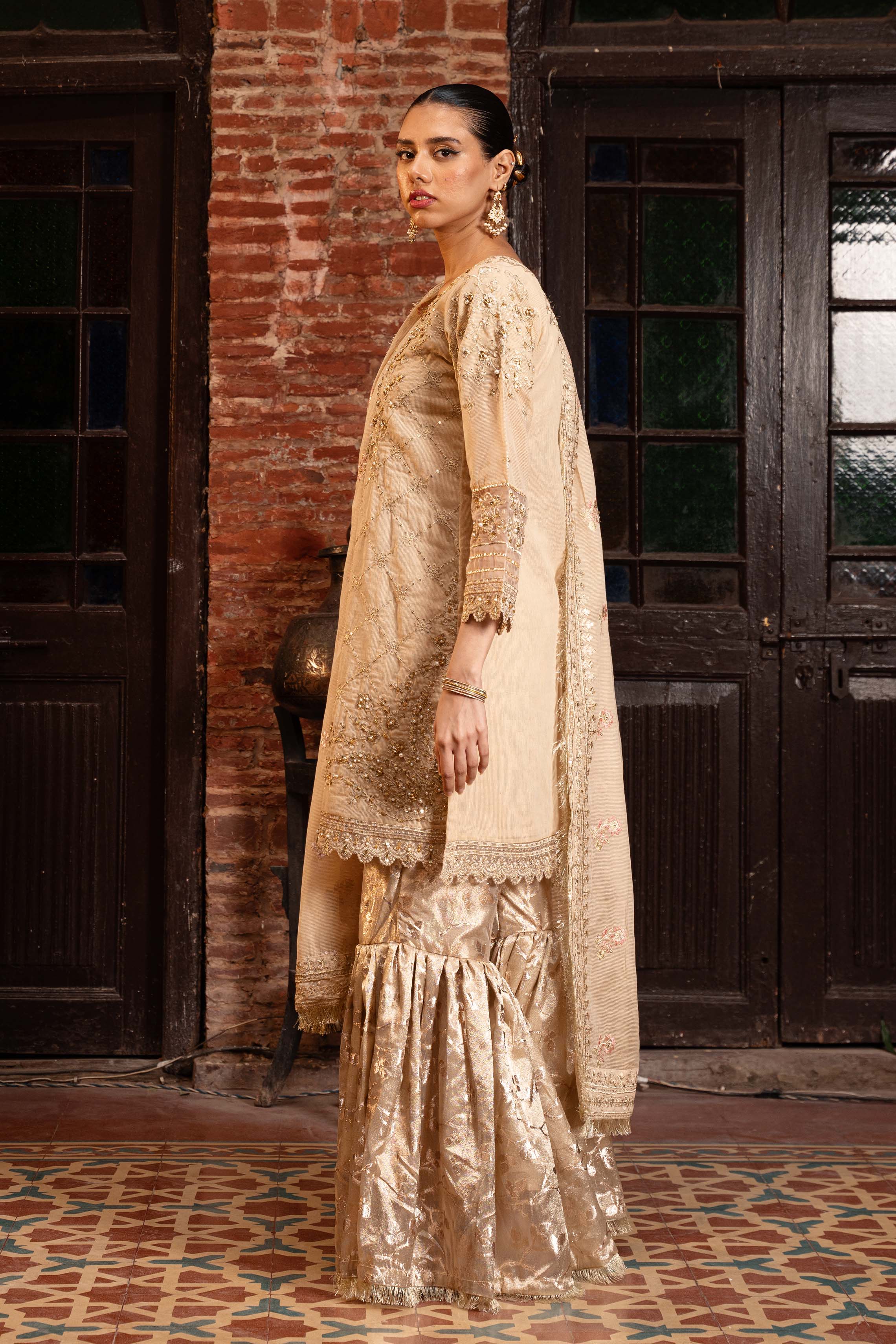 Motif Tilla and Sequence Embroidered Suit-309 - Image 5