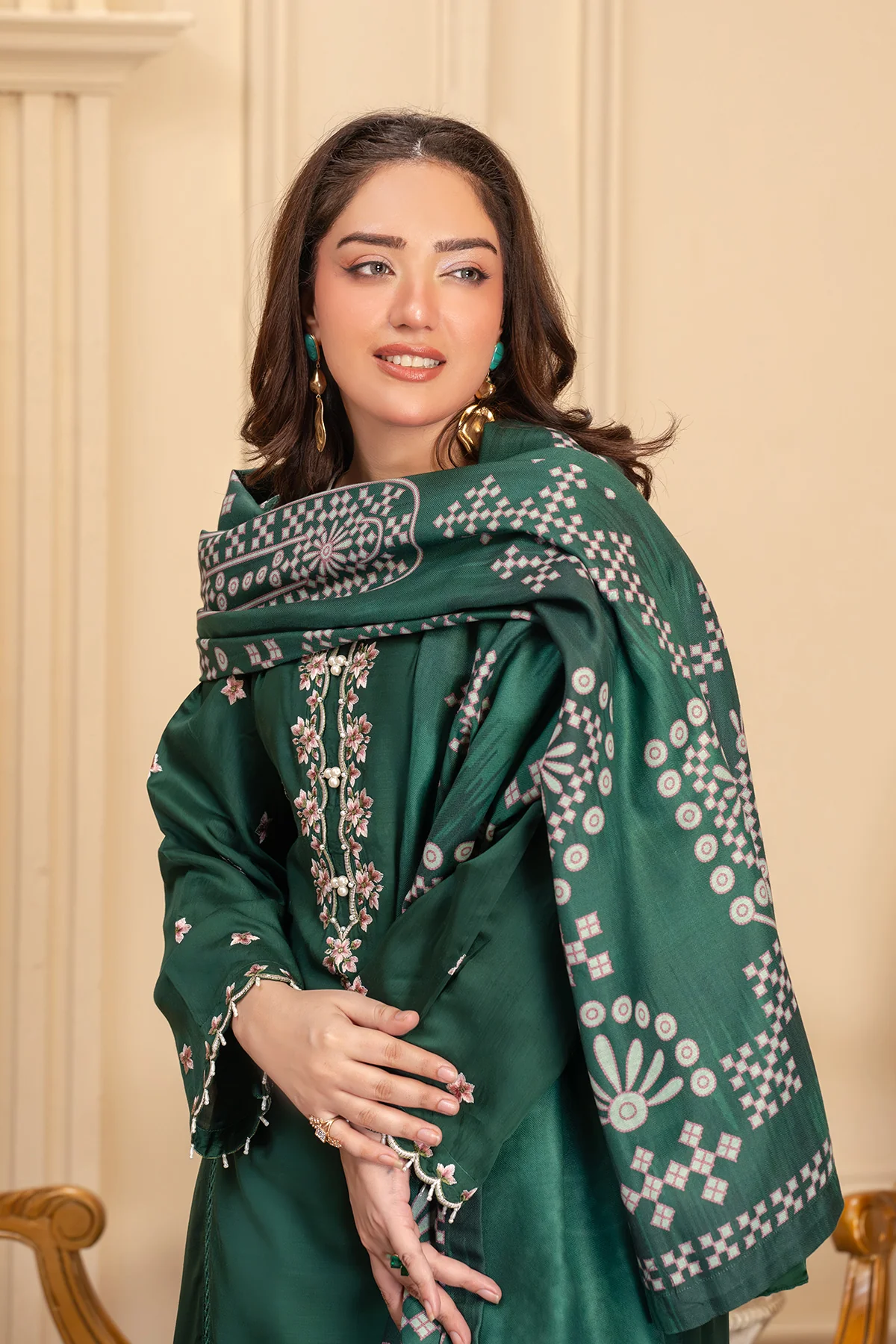 Motif Viscose Embroidered Suit-053 - Image 3