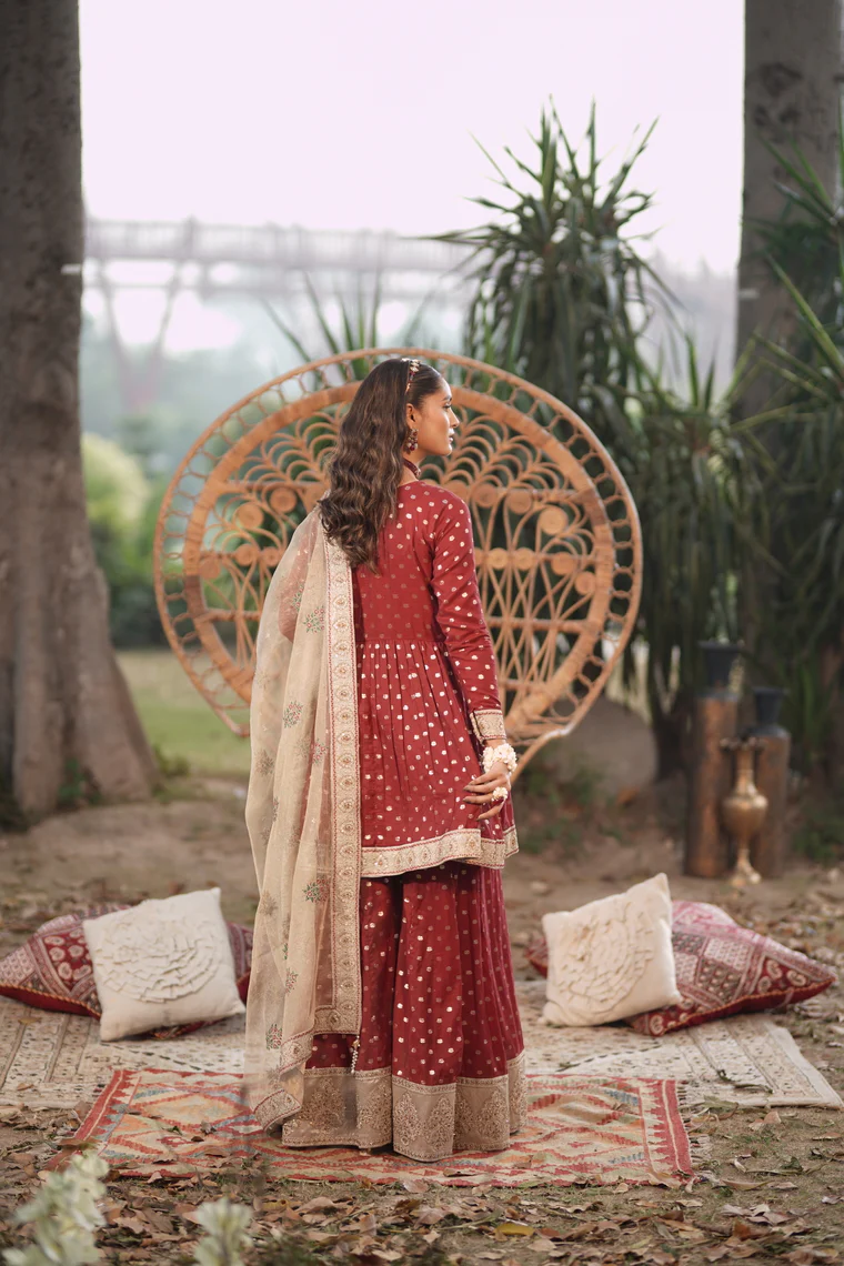 Motif Zari Jacquard Embroidered Suit-006 - Image 4