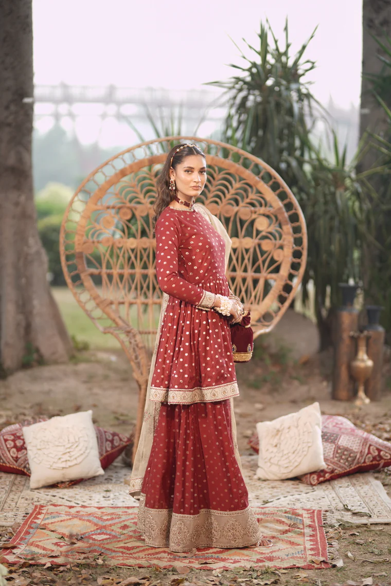 Motif Zari Jacquard Embroidered Suit-006 - Image 5